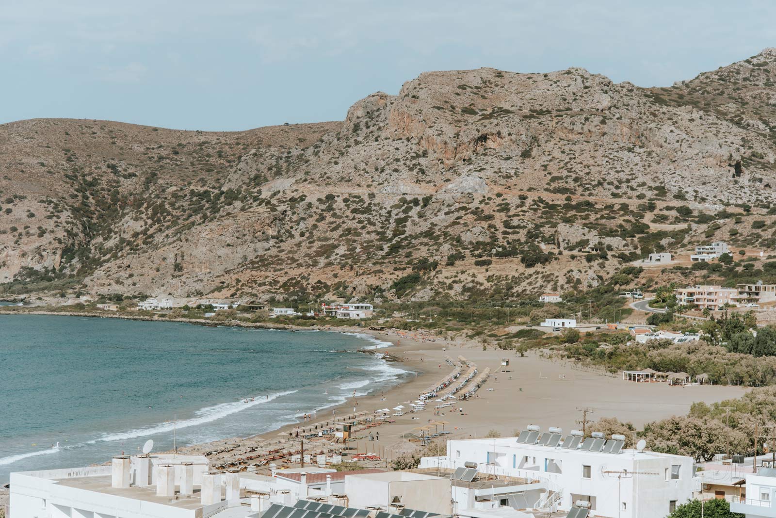 Sandy beach at Palaiochora from above