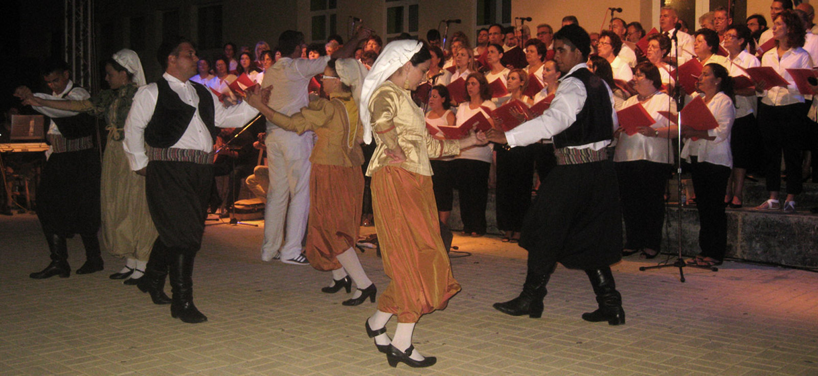 Couples dancing traditional cretan dance 