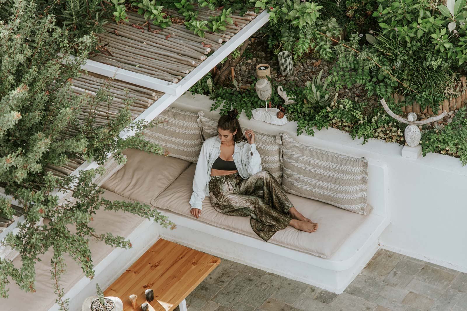 Woman relaxing at hotel