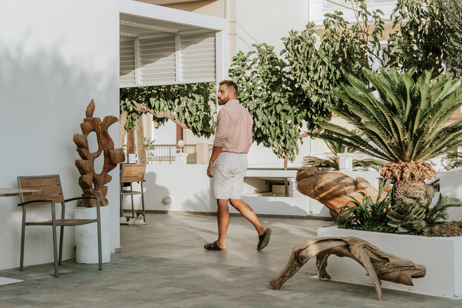 Man walking at hotel