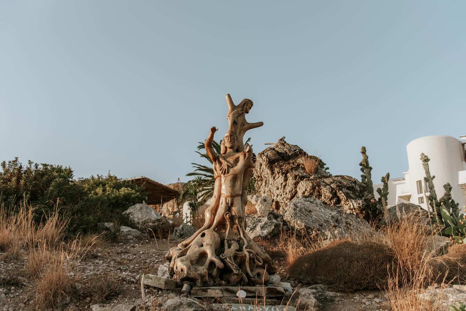 Wooden sculpture at hotel